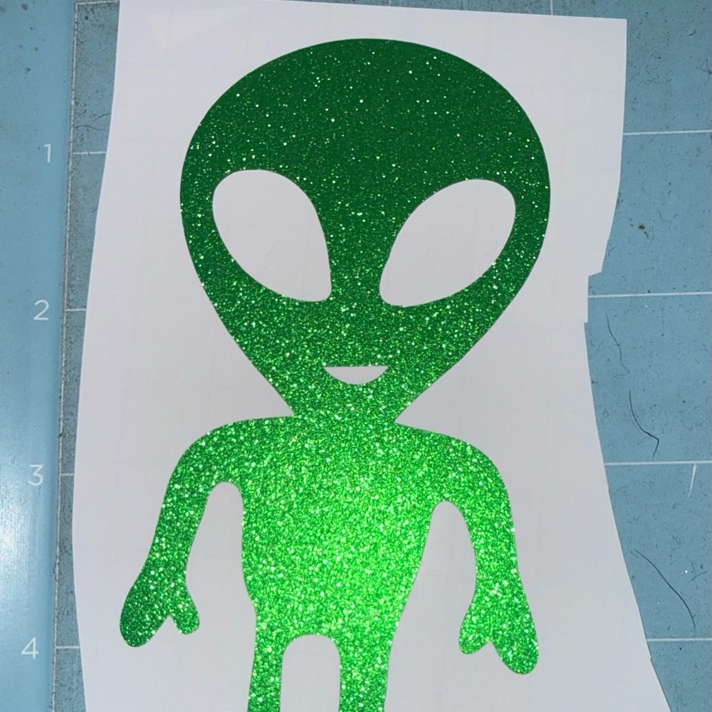 Green Glitter Alien Decal